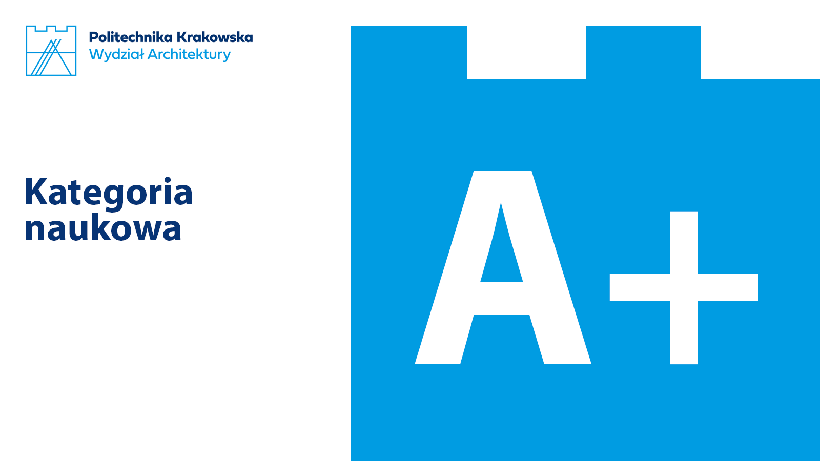 KATEGORIA NAUKOWA A+ DLA WYDZIAŁU ARCHITEKTURY PK